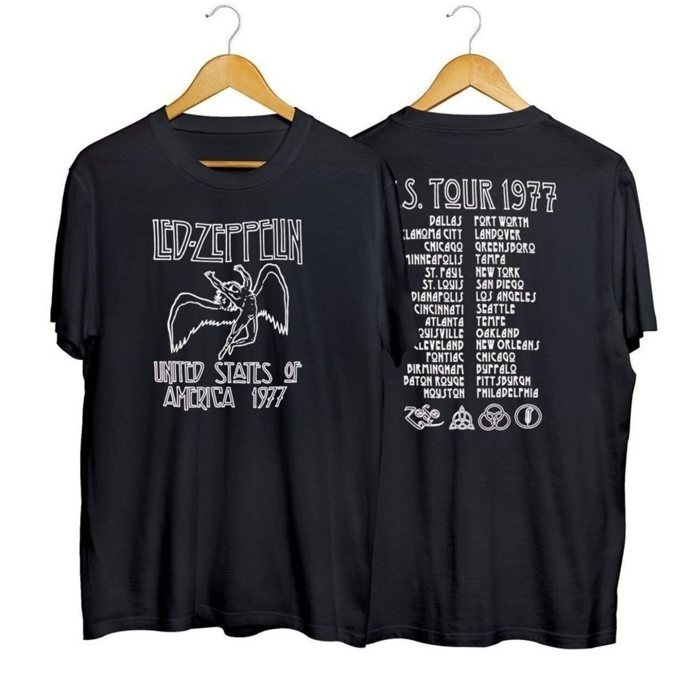 Led Zpelin  Tour 1977  Rock Band  Tshirt 2 Sided
